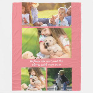 Replace text and photos with your own fleece blanket
