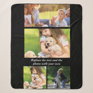 Replace text and photos with your own sherpa blanket