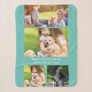 Replace text and photos with your own sherpa blanket