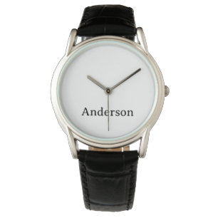 Replace Text Men's Classic Black Leather Strap Watch