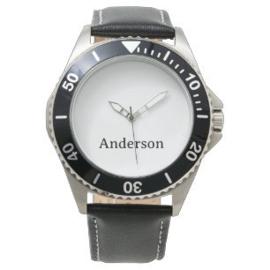Replace Text Men's Stainless Steel Black Leather Watch