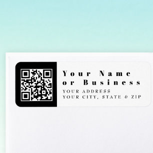Replace With Your Own QR code   Modern Return Address Label