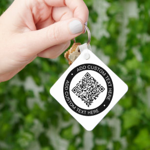 Replace with Your Own Uploaded QR code or Image Key Ring