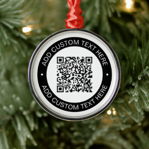Replace with Your Own Uploaded QR code or Image Metal Ornament