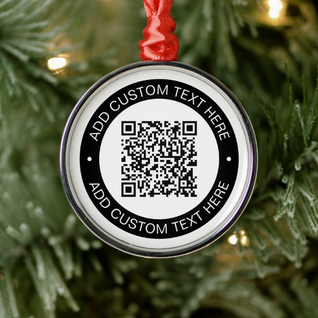 Replace with Your Own Uploaded QR code or Image Metal Ornament (Tree)
