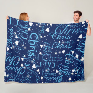 Replace your name template girly blue fleece blanket
