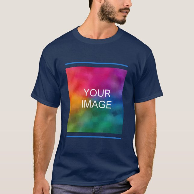 Replace Your Photo Image Company Logo Text Men's T-Shirt (Front)