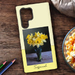 Replaceable Daffodils in Vase Still Life Photo Samsung Galaxy Case<br><div class="desc">This watercolor effect photo of Daffodils in a glass vase design is ready to personalise. Personalise the text, remove the text or use the edit design tool to select a font style, size, and colour you prefer. Keep or replace the Daffodil photo with one of your favourite photos. Keep for...</div>
