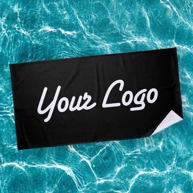 Replaceable logo Add Your Own Logo | Black Beach Towel (Creator Uploaded)