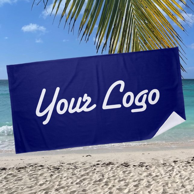 Replaceable logo Add Your Own Logo | Navy Blue Beach Towel (Creator Uploaded)