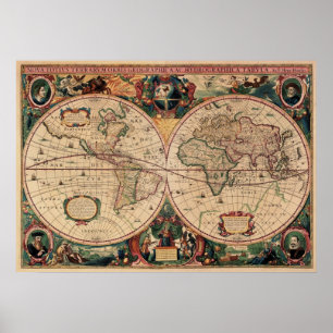 Replica Antique Map of the World Poster