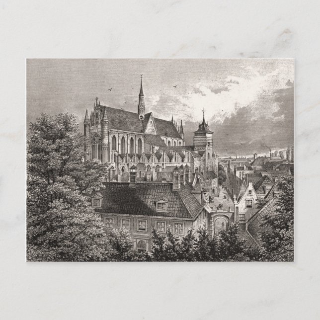 Replica antique print, Leiden Postcard (Front)