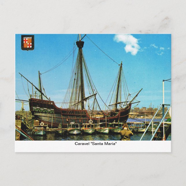 Replica Caravel, "Santa Maria" Postcard (Front)