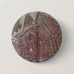 Replica city map of Amsterdam 1652 6 Cm Round Badge