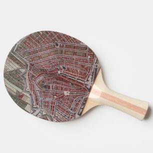 Replica city map of Amsterdam 1652 Ping Pong Paddle