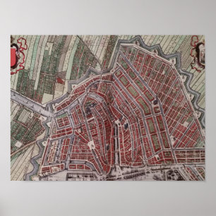 Replica city map of Amsterdam 1652 Poster