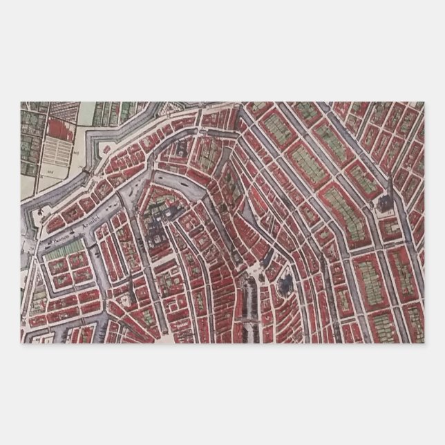 Replica city map of Amsterdam 1652 Rectangular Sticker (Front)