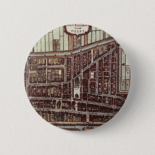 Replica city map of Delft 1649 6 Cm Round Badge