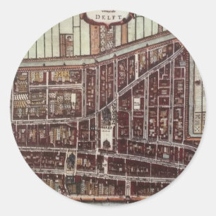 Replica city map of Delft 1649 Classic Round Sticker