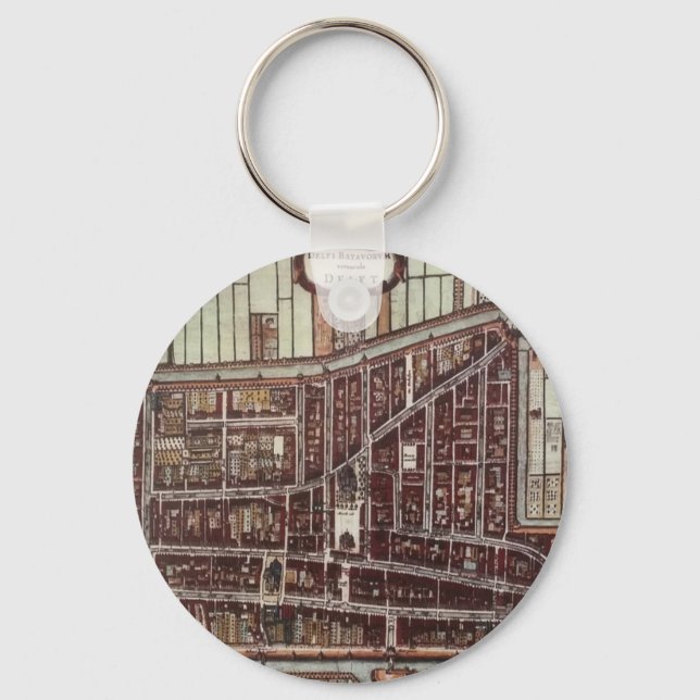 Replica city map of Delft 1649 Key Ring (Front)
