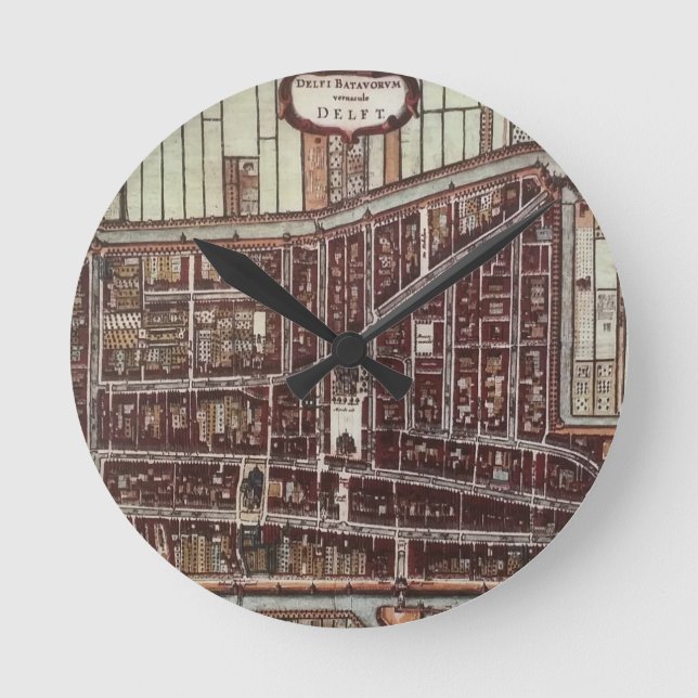 Replica city map of Delft 1649 Round Clock (Front)