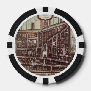 Replica city map of Delft from 1649 Poker Chips