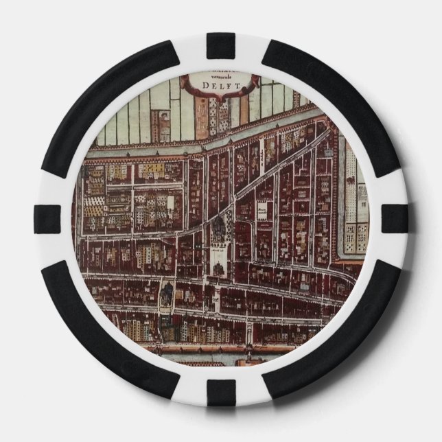 Replica city map of Delft from 1649 Poker Chips (Front)