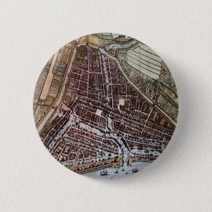 Replica city map of Rotterdam 1652 6 Cm Round Badge