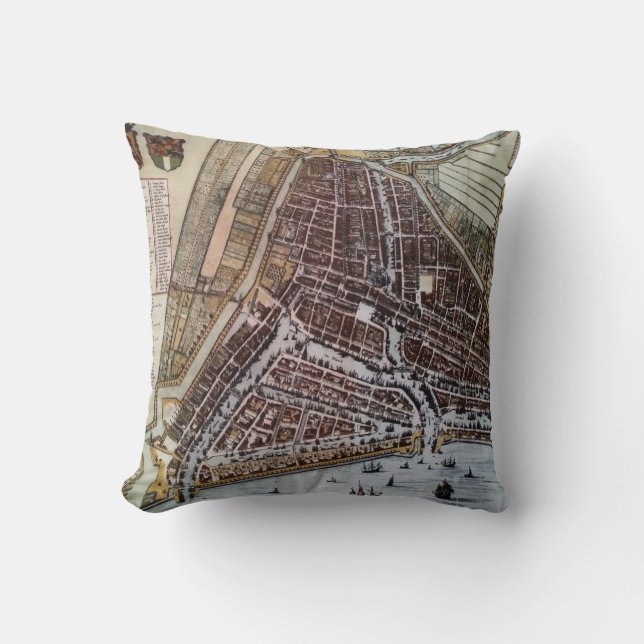 Replica city map of Rotterdam 1652 Cushion (Front)