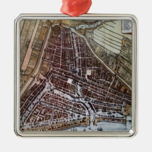 Replica city map of Rotterdam 1652 Metal Tree Decoration
