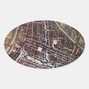 Replica city map of Rotterdam 1652 Oval Sticker
