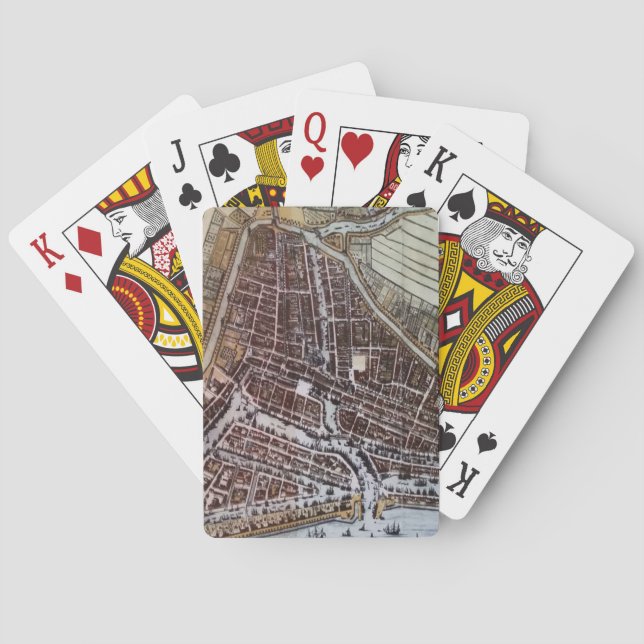 Replica city map of Rotterdam 1652 Playing Cards (Back)