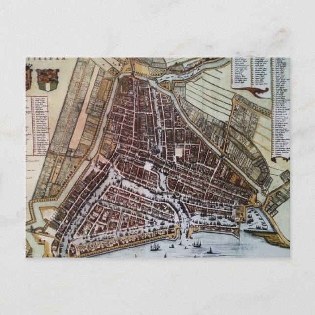 Replica city map of Rotterdam 1652 Postcard (Front)