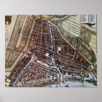 Replica city map of Rotterdam from 1652