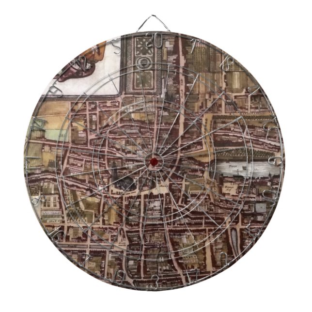 Replica city map of The Hague 1649 Dartboard (Front)