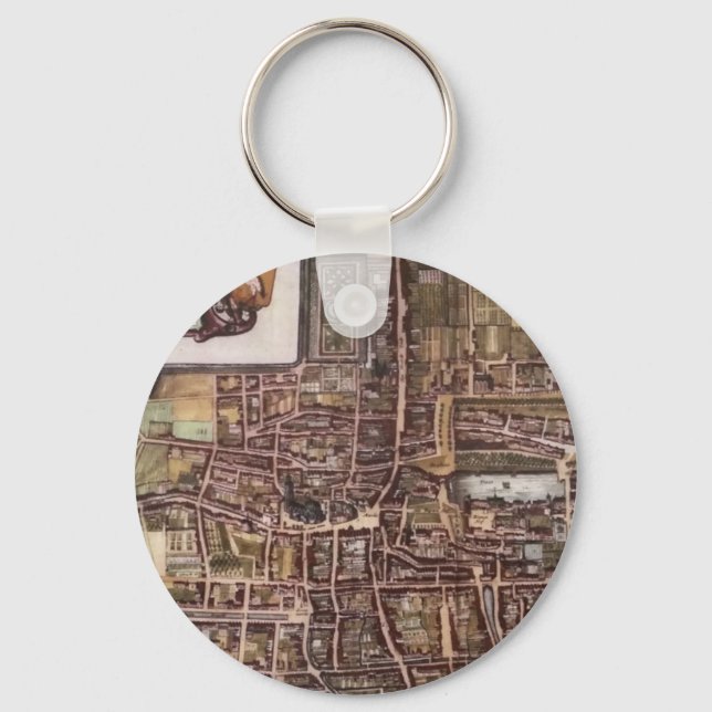 Replica city map of The Hague 1649 Key Ring (Front)