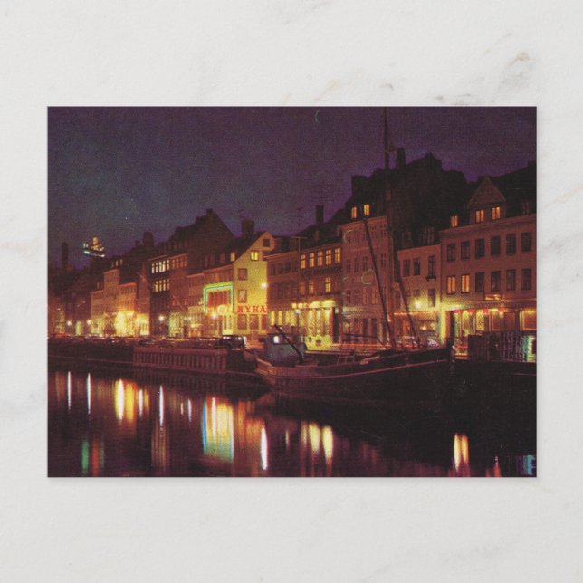 Replica Vintage  Denmark, Copenhagen by night Postcard (Front)
