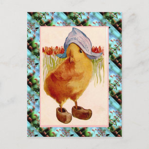 Replica Vintage Easter card, Chick with clogs Holiday Postcard