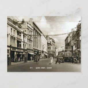 Replica Vintage Image, cardiff, Queen Street Postcard