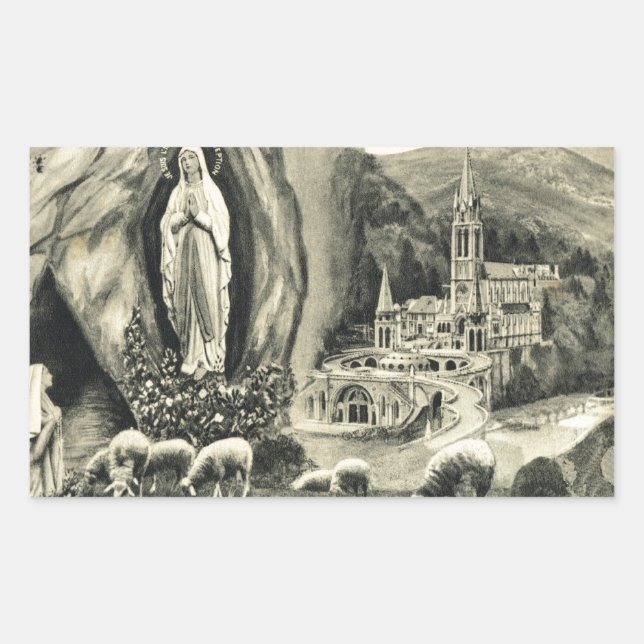 Replica Vintage image Lourdes, 1895 Pilgrimage Rectangular Sticker (Front)