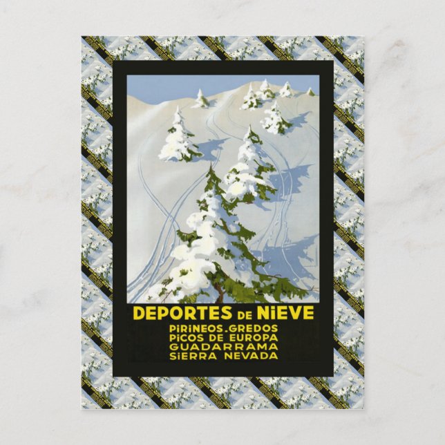 Replica Vintage Ski Poster, Picos de Europa Postcard (Front)