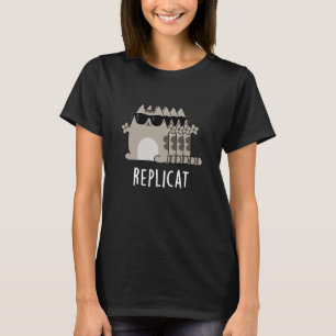 Replicat Funny Replicated Cat Pun Dark BG T-Shirt