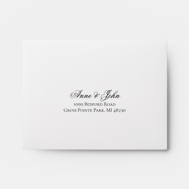 Reply card envelope for monogram invitation (Front)
