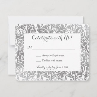 Reply Card | Vintage Lace Grey/Silver