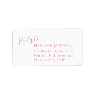Reply modern pink white wedding address labels