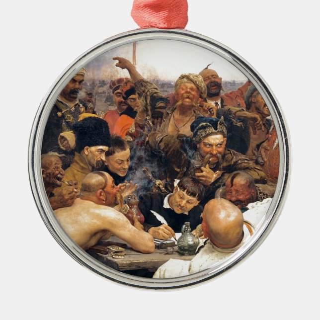 Reply of the Ukrainian Kozaky/Cossacks by Repin Metal Ornament (Front)