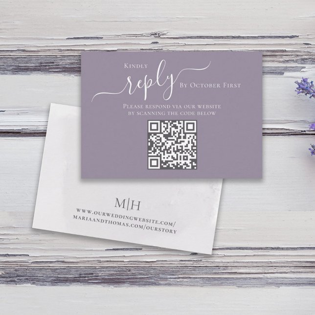 Reply QR Code Wedding RSVP Lilac Enclosure Card (Creator Uploaded)