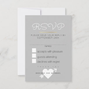 reply, respond rsvp . elegant grey wedding card