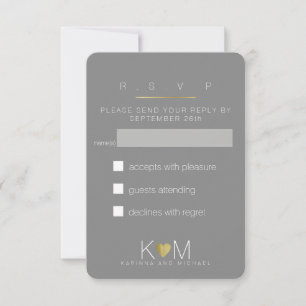 reply, respond rsvp elegant grey wedding party