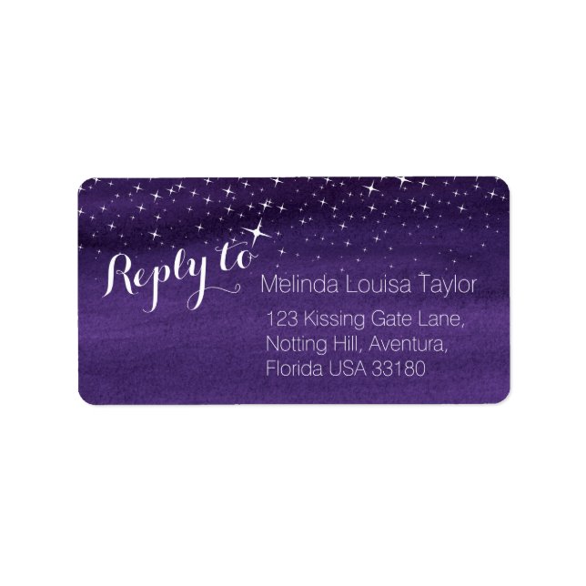 Reply starry night sky wedding address labels (Front)